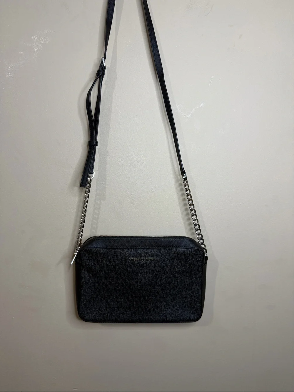 Michael Kors Black MK Signature Chain Crossbody
